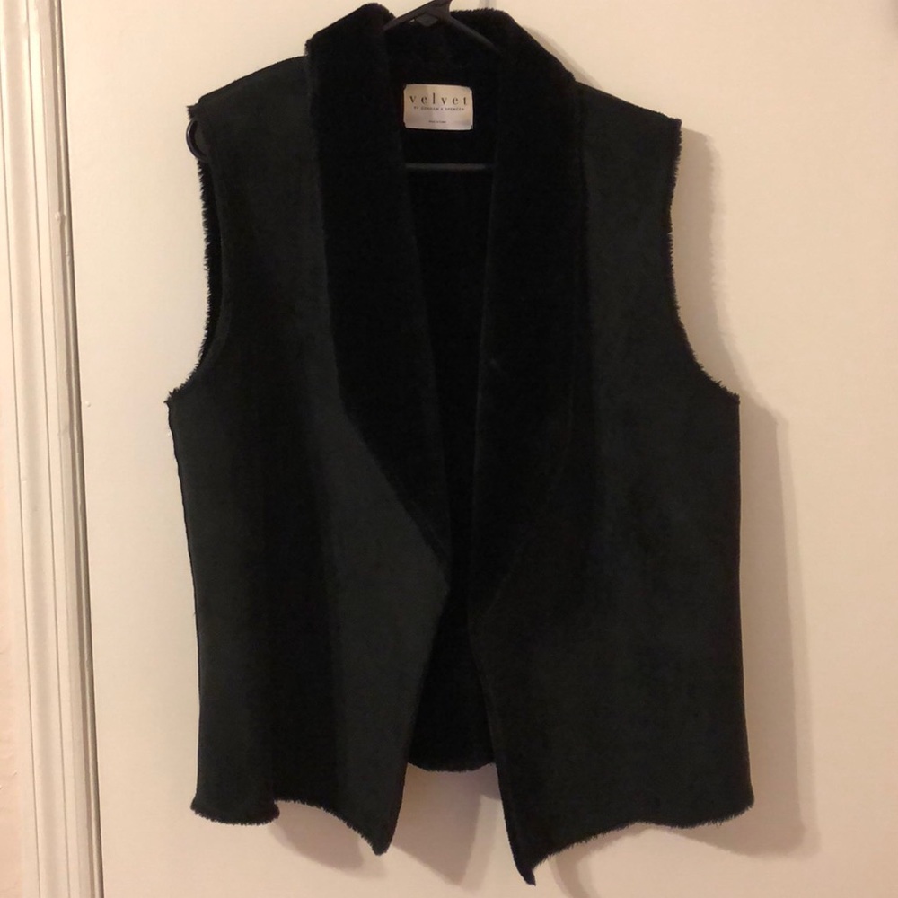 EUC black faux fur vest